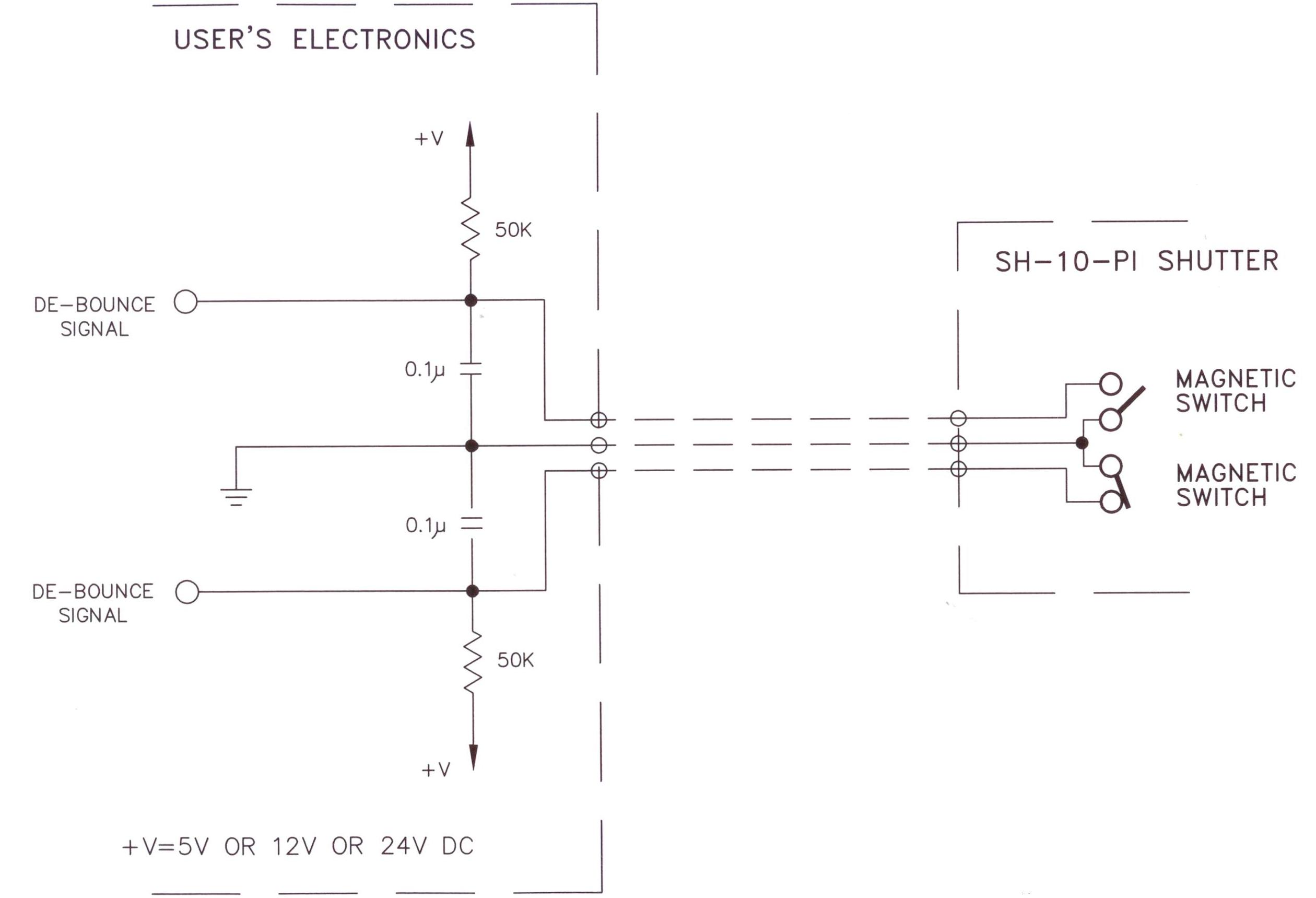 RECOMMENDED DE-BOUNCING CIRCUIT FOR SH-10-PI MAGNETIC SWITCHES
